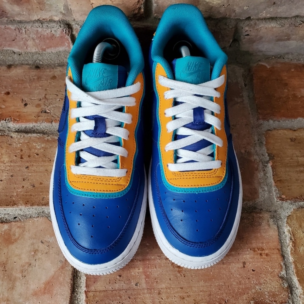Nike Air Force 1 LV8 1 DBL Double Blue Yellow  BV1084-400 - Picture 6 of 10